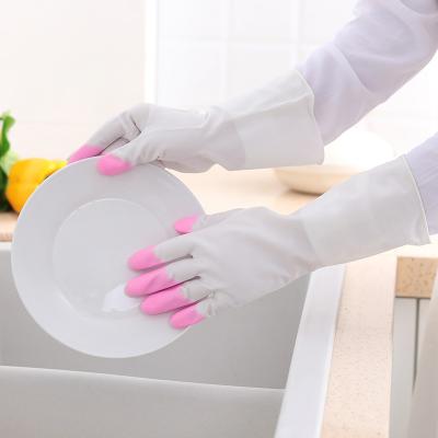 China High Quality Colorful Latex House Cleaning Medium Flock Lined Blue Housekeeping Rubber Cleaning Gloves For Kitchen for sale