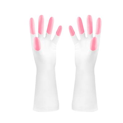 China House Cleaning Medium Size Household Latex Short Sleeve Gloves Washing Up Dishes Cleaning Glove Durable for sale