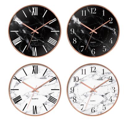 China Creative home decoration quartz wall clock analog brand round simple design 12 inch cheap quartz plastic wall clock for sale