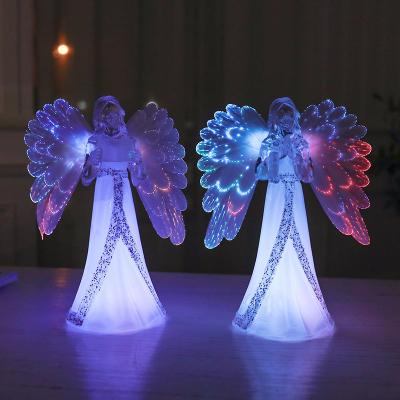 China Hot Selling Christmas Colorful Holiday Decoration RGB LED Acrylic Fiber Lights Angel Night Light for sale