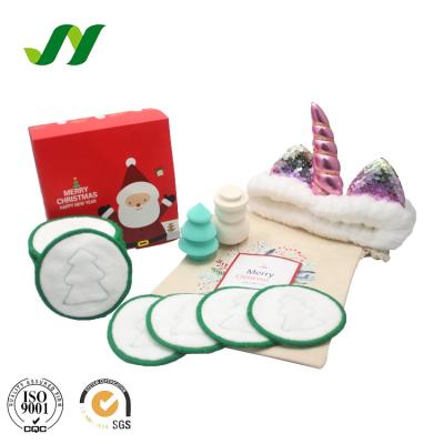 China Christmas Reusable Makeup Remover Pads Face Cleansing Pad Custom Box Round or Custom 500 Pcs 8*8cm or Customized ISO9001 for sale