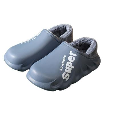 China High Quality Thick Bottom Waterproof Home Plush Shoes Unisex Non-slip Plush Anti-skid Shoes Plush Stepped Cotton Alphabet Slippers for sale