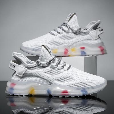 China 2022 style fast shipping fashion trend shoe men platform unique soft jelly rainbow sneaker walking running sports shoes for sale