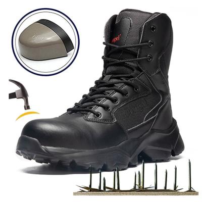 China High Quality Breathable Wearable Puncture Proof Anti-Skid Shock Absorption Leather Steel Toe Hat Protect Safety Boots Combat Boots Tactical Security Military Boots for sale