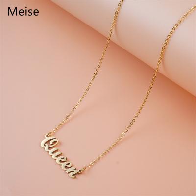 China Yiwu Meise Fashionable English Letter Clavicle Chain Stainless Steel Queen's Other Pendant Necklace MS0147 for sale