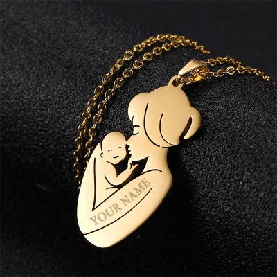 China Other Yiwu Meise YHM0916 Personalized Engrave Name Necklace Family Baby Kid Child Birthstone Gift For Mother Stainless Steel Jewelry for sale