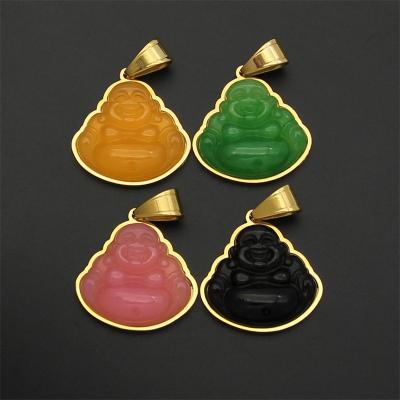 China The Other Chalcedony Jade Pendant Stainless Steel Jade Pendant from Yiwu Meise XX0447 Jade Necklace Jewelry Resin Maitreya Buddha for sale