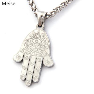 China Yiwu Meise Stainless Steel Protection Symbol Strength Jewelry Hamsa Hand Hindu Chain Necklace Casual/Sporty for sale