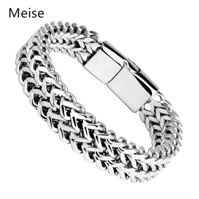 China Yiwu Meise XX0374 Stainless Steel Casual/Sporting Double Row Braided Positive and Negative Keel Magnet Buckle Bracelet for sale