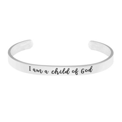 China The Other Yiwu Meise Inspired Bracelet YHM0828 For Women I Am A Child Of God Stainless Steel Cuff Bracelet for sale