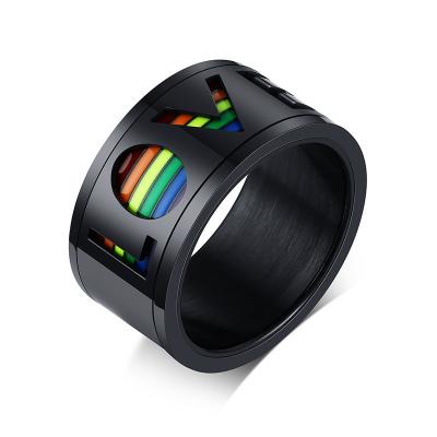 China CLASSIC Stainless Steel Rotating Epoxy Yiwu Meise Rotating Men's Rainbow Ring for sale