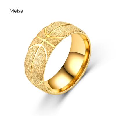 China FASHIONABLE Stainless Steel Matte Basketball Football Shaped Sports Ring Men Ring from Yiwu meise ZZ516 for sale