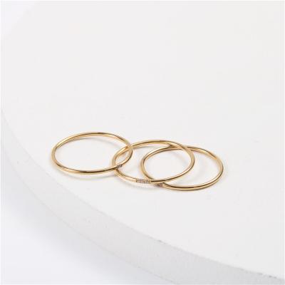 China Yiwu meise ZZ505 TRENDY minimalist thin ring 18K jewelry 1mm gold plated stainless steel ring for women for sale