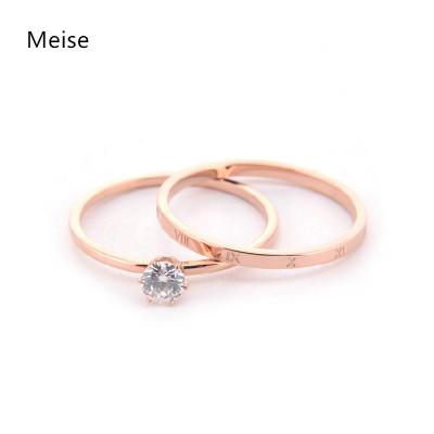 China Yiwu meise ZZ519 stainless steel engagement jewelry FASHIONABLE luxury wedding rings couples ring for sale