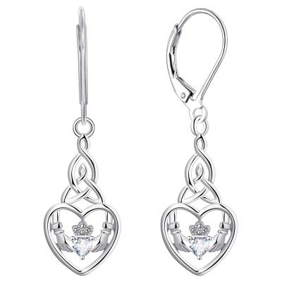 China Other Yiwu Meise LMY435 Stainless Steel Irish Celtic Earrings Love Heart Claddagh Women Earrings for sale