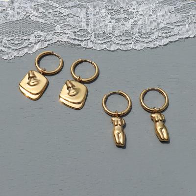 China Yiwu Casual / Sporty Meise Personalized Gold Plated Stainless Steel Abstract Jewelry Earrings for sale