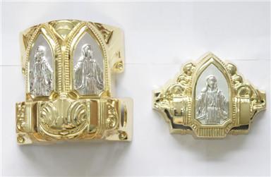 China Brass color funeral accessories casket hardware corner , casket coffin corners for sale