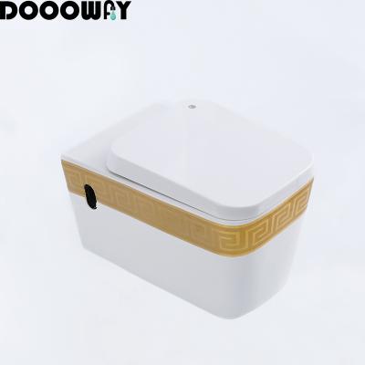 China Sanitary Ware Golden Rectangle Wall Hung Bathroom Wc Concealed Ceramic Toilet Bowl Cistern Water-saving Durable Ware for sale