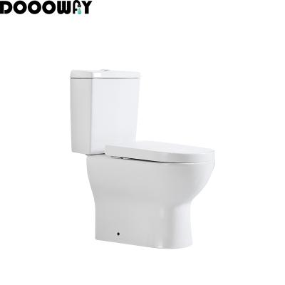 China Direct Flush Ceramic Two-piece Bathroom Double-Flow Bathroom Factory Supply Wall Mounted Rounded Two-Piece Toilet for sale