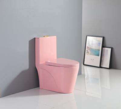 China 2020 New Design Double-flush Toilet Pink Color Brown Toilet Bathroom Vanity Ceramic Double Trap Siphonic Toilet for sale