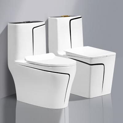 China Double-Flow Ceramic Washdown /Siphonic Water Closet Bathroom Black Toilet Bowl For South American for sale