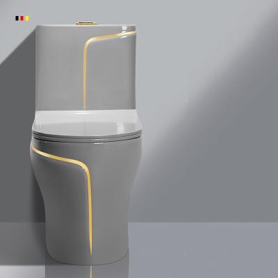 China Double-flow Doooway Ceramic Sanitary Ware Bathroom Gold Decoration Luxury Black Toilet for sale