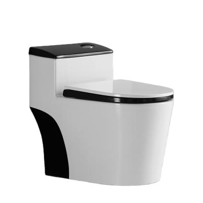 China Double-Flow Sanitary Ware Wash Down Black White Color Modern Toilet Bowl for sale