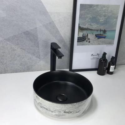 China New Arrived Luxury Clean Easy Electroplate Ceramic Porcelain Hand Sink Cabinet Countertop Bathroom Hand Sink for sale