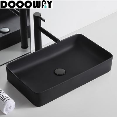 China A Modern Ceramic Rectangular Bathroom Sink Countertops Bathroom Basin Decor With Solid Surface for sale