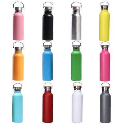 China 500/600/750/1000ml PORTABLE Mikenda Customized Double Wall Stainless Steel Colored Water Bottle Insulated Vacuum Flask With Bamboo Lid for sale