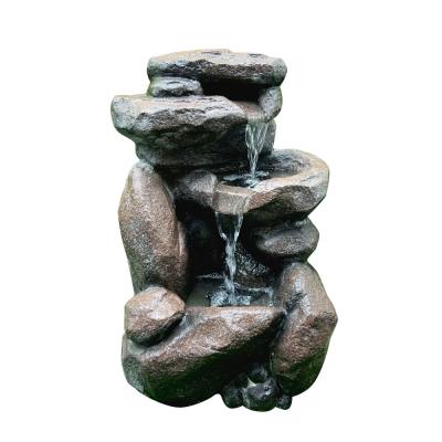 China Chinese traditional supplier rock stone garden waterfall fiberglass design outdoor water fountain for promotion for sale