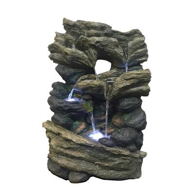 China Modern Outdoor Garden Resin Rock Water Feature Fountain With LED Light for sale