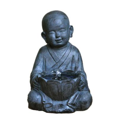 China Spike Baby Buddha Solar Water feature, DC pump, solar panel with lithium battery and 4 LEDs. for sale