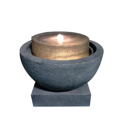 China Handwork Modern Design Polyresin Bowl Outdoor Water Fountain With LED Light for sale