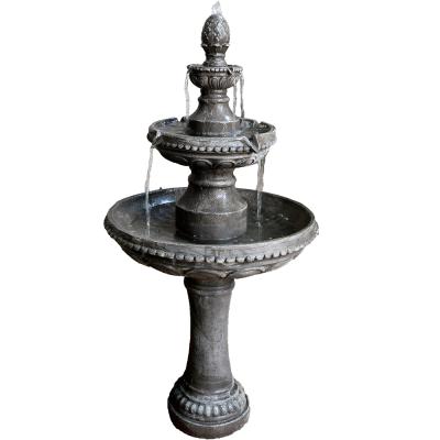 China Minimalist Garden Small Tier 3 Tier Fiberglass Outdoor Water Fountain With Low Voltage Pump Or Solar Pump for sale