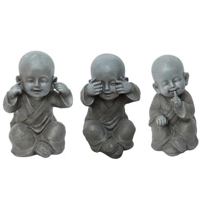 China China Chinese See No Word No Hear No Evil Garden Resin Baby Buddha Figurine for sale