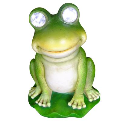 China 2017 new China garden resin frog statue sitting on solar lotus leaf light for sale for sale