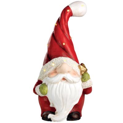 China Handmade Outdoor Christmas Standing Decorative Santa Claus Statue With Led Lights for sale