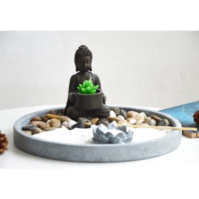 China Goods and novels mini design fengshui buddha zen garden sand rake with bonsai trees for desktop with copyright for sale