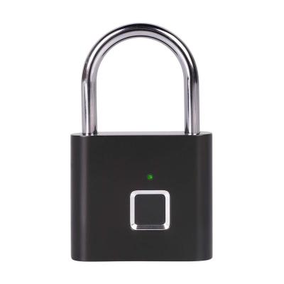 China Widely Used Biometric Fingerprint Padlock Smart Digital Thumbprint Lock Waterproof Fingerprint Locker With USB Charging Black for sale