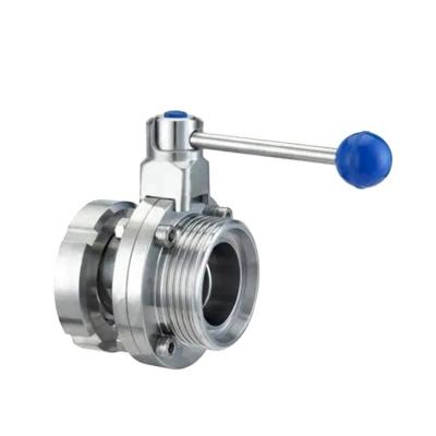 China 304 316L Sanitary Stainless Steel SMS 3a Dairy Union Set Type Butterfly Valve for Hygienic Applications and Affordable Prices for sale