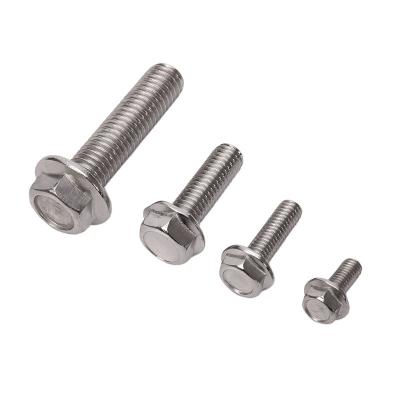 China DIN Standard 304 Stainless Steel Anti-Slip Toothed Flange Screw with External Hexagonal Washer Bolt Sliver Finish Plain Finish Anti-Slip for sale