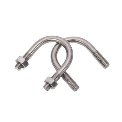 China Plain Finish U Bolt Pipe Clamp With Nuts for M3 M4 M5 M6 M8 M10 M12 M16 M20 Pipes Hot Dip Galvanized Steel for sale