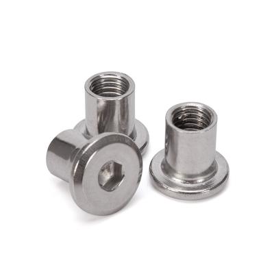 China Metric Measurement System Zinc Plated 304 Stainless Steel Nut Cross Flat Head Joint Connecting Cap Nut for Shelves M6 M8 for sale