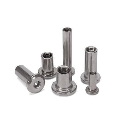 China Instock 304 Stainless Steel Large Flat Hex Socket Head Furniture Rivet M6 M8 Connector Insert Thread Joint Sleeve Cap Nut Large Size for sale