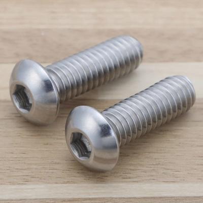 China 1/4-20 x 1/2 Inch Button Head Socket Cap Bolts 18-8 Stainless Steel 304 Plain Finish Full Thread Allen Hex Drive Pan Head for sale