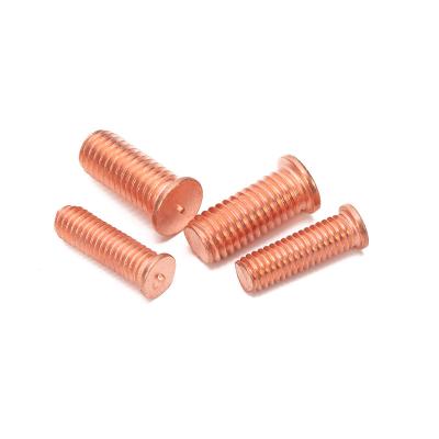 China Aluminium Customized Bright Brass Finish Welding Stud Bolt Flat Round Head Copper Spot Screw M3 M4 M5 M6 M7 M8 for Welding Needs for sale