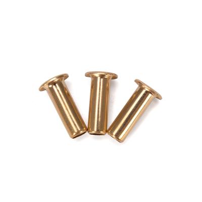 China Brass ANSI/ASME Standard Pan Flat Head Semi-hollow Semi-tubular Rivets for Aluminium and Stainless Steel Uncoated Finish for sale