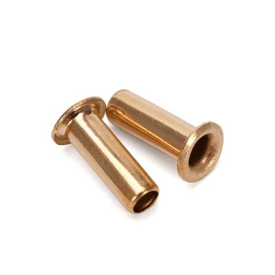 China DIN Standard Bright Finish Flat Round Head Brass Copper Hollow Tubular Rivet for Hardware Industry Requirement for sale