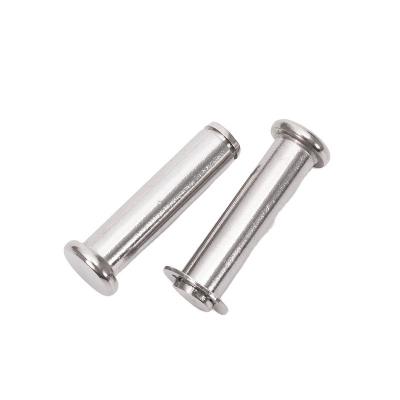 China DIN1444 Standard Clevis Pins sem fio Rodado Flat Head Safety Lock Pin com R Clip Hole em aço inoxidável personalizado à venda